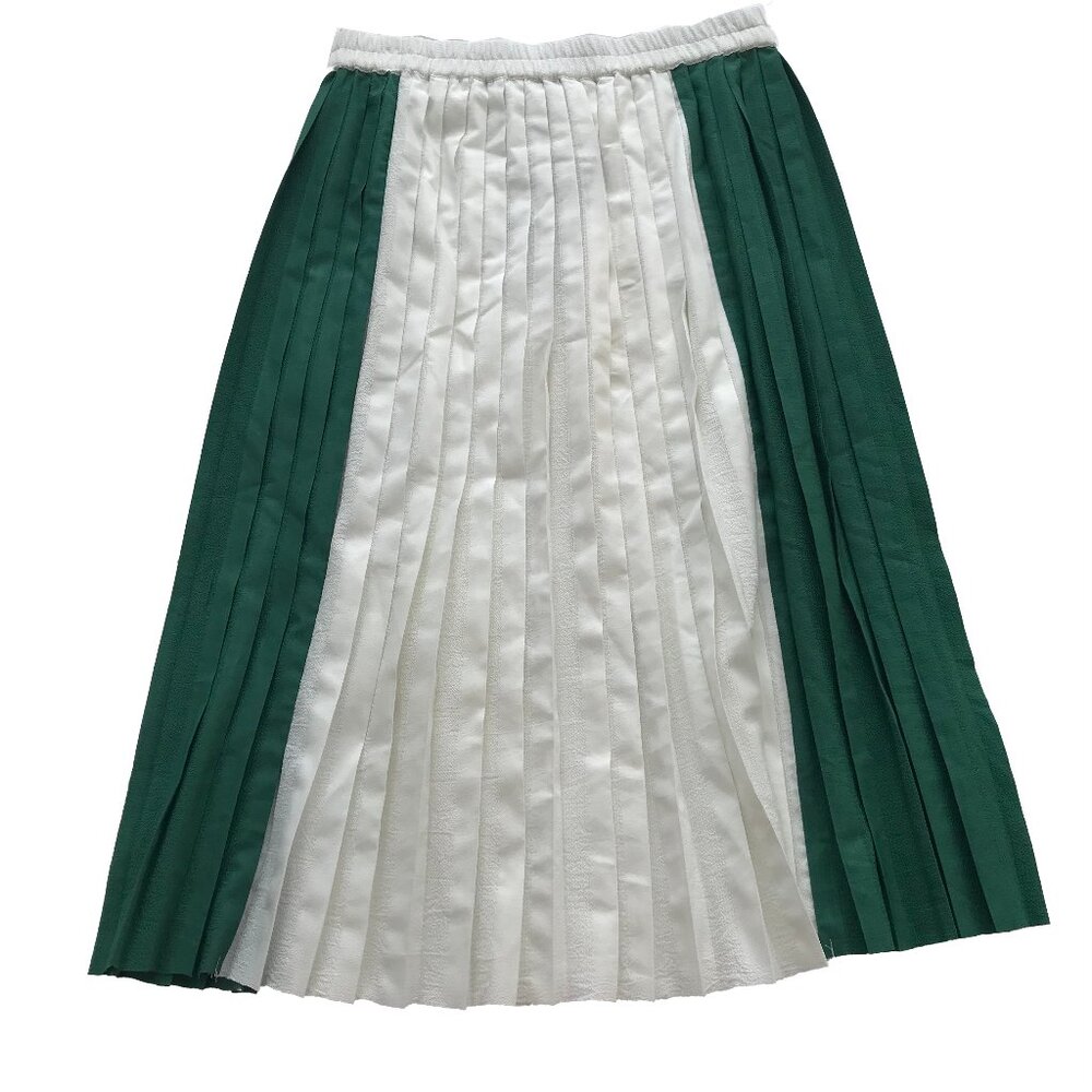 Minimum women’s long pleated skirt green white euro size 36 small NWT